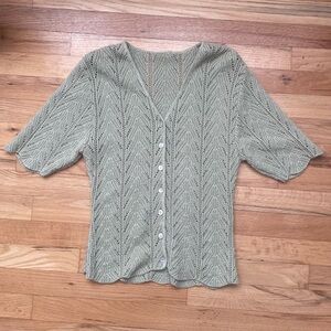 Light Sage Knit Button Front Top